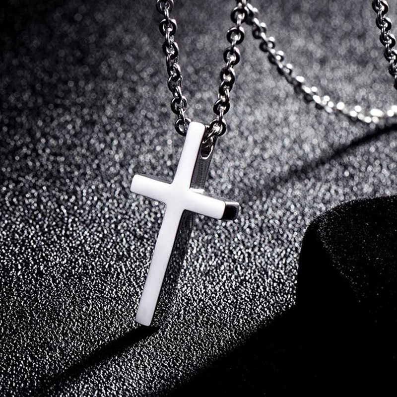 Image of Bbyter Titanium Steel Cross Pendant Necklace for Men Women Minimalist Jewelry Male Female Prayer Necklaces #4