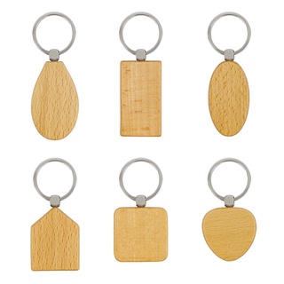 18PCS Blank Wooden Keychain DIY Wood Keychains Key Tags Gifts Key Ring DIY Key Decoration Supplies #5