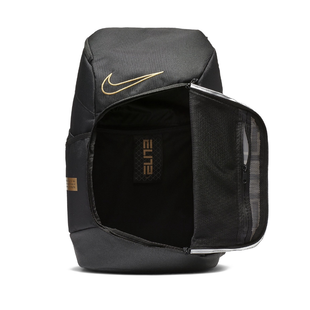 nike elite backpack black and gold