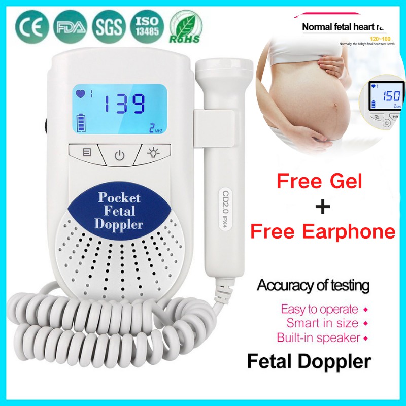 Fetal doppler baby heart beat monitor device portable medical LCD