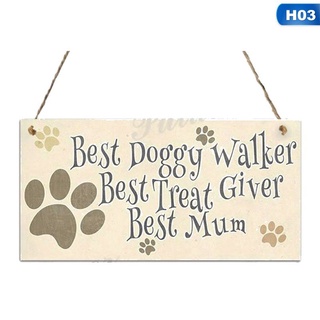 Lanfy christmas wall decor Newyear Funny Dog Signs Wooden Plaque Pet Friendship Lover Hanging Home Decor #1