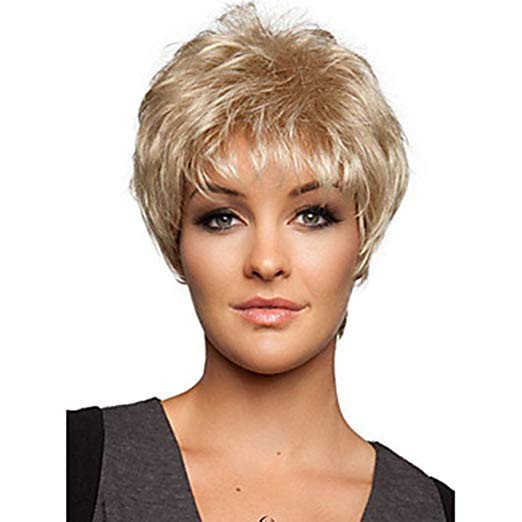 Light Blonde Wigs For Older Women Natural Short Straight Synthetic