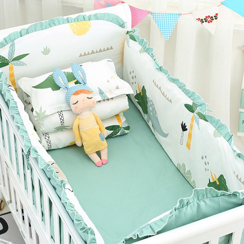 green crib bumper