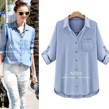 denim shirt womens plus size