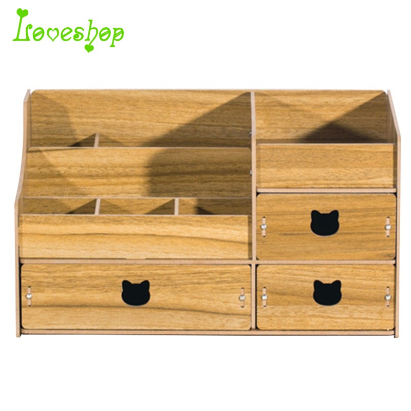 Wood Cosmetic Organizer Diy Assembly Wooden Makeup Organizer