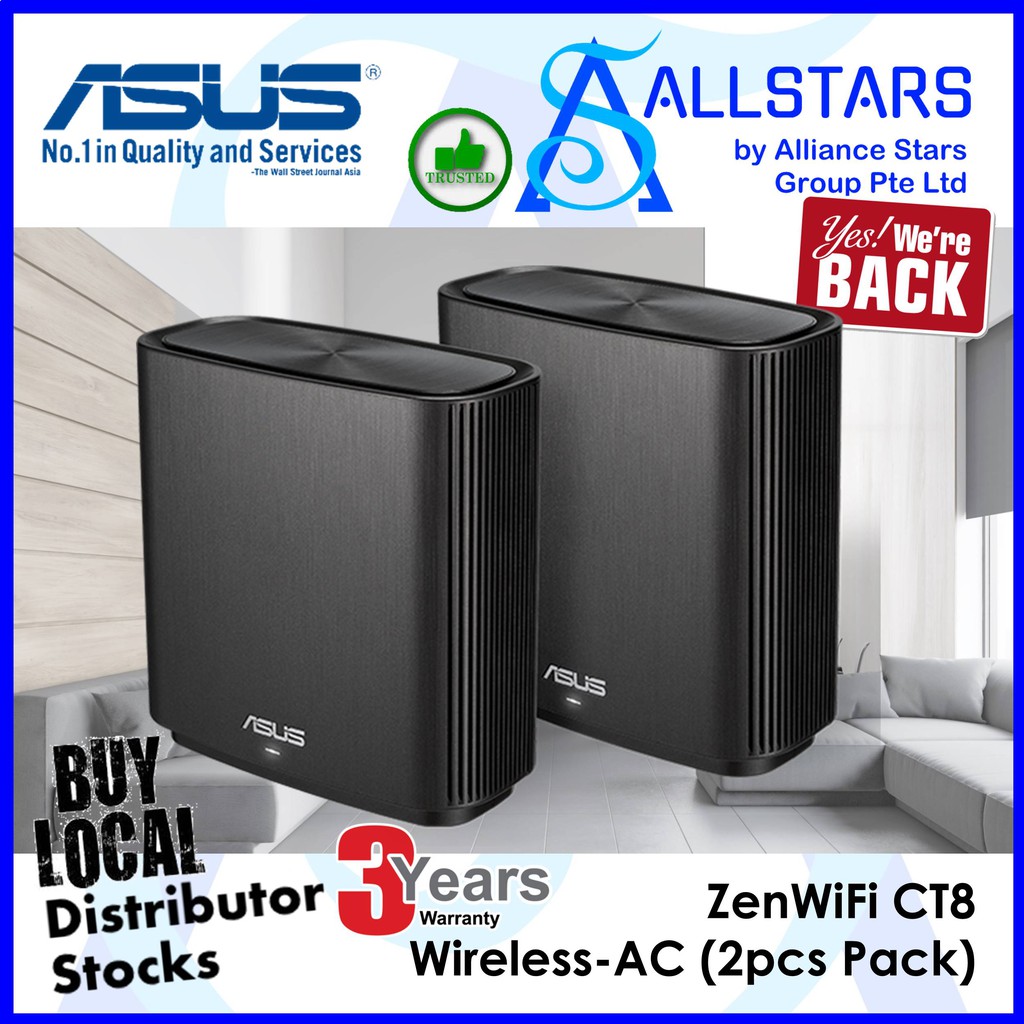 ASUS CT8 ZenWifi (2pieces Pack) Wireless-AC3000 Whole-Home Mesh Wi-Fi ...