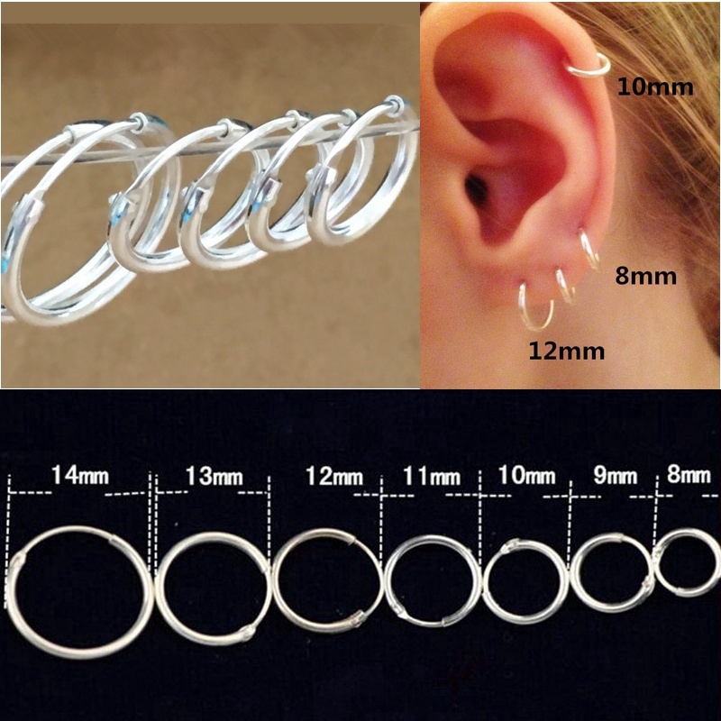 A Pairs 925 Silver Pinna Helix Piercing Hinged Circle Hoop Sleeper ...