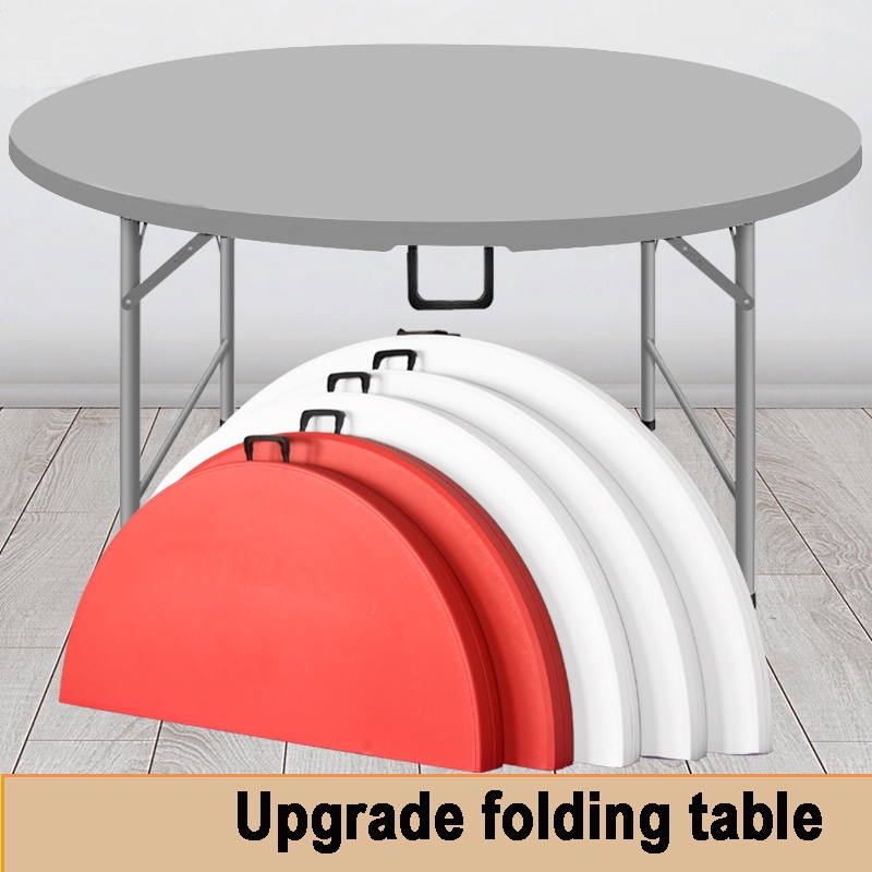Foldable Round Table Plastic Large Dining Table With Chair Set Shopee