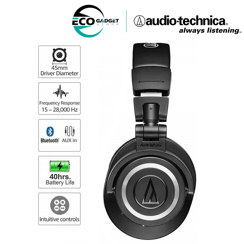 Shop Malaysia Audio Technica Ath M50xbt Wireless Bluetooth Over Ear Professional Studio Monitor Headphones Shopee Singapore