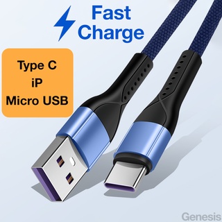 Genesis Fast Charging Cable Type C iP Micro USB For 3 in 1 Phone Charger Charge Wire 2m 1m
