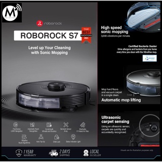 Roborock S7, Black Robot Vacuum Cleaner Robot UltraSonic Mopping Pad, Break and Scrub Dry Stain, Sonic Sensor Carpet #0
