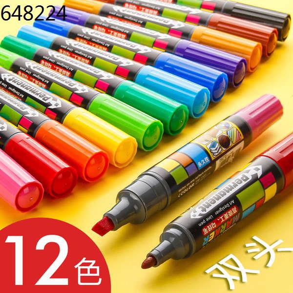 Marker Pen Set 12 Colored Oil Double Head Color Marker Student With Microphone Pop Write Poster Mark Pen Big Pen Set Of Shopee Singapore