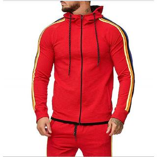 red zip up jumper