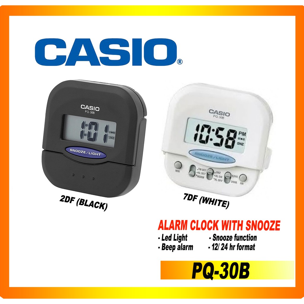 Casio PQ-30B-1DF Pocket Travel Alarm Beep Black  Clock Snooze PQ-30 