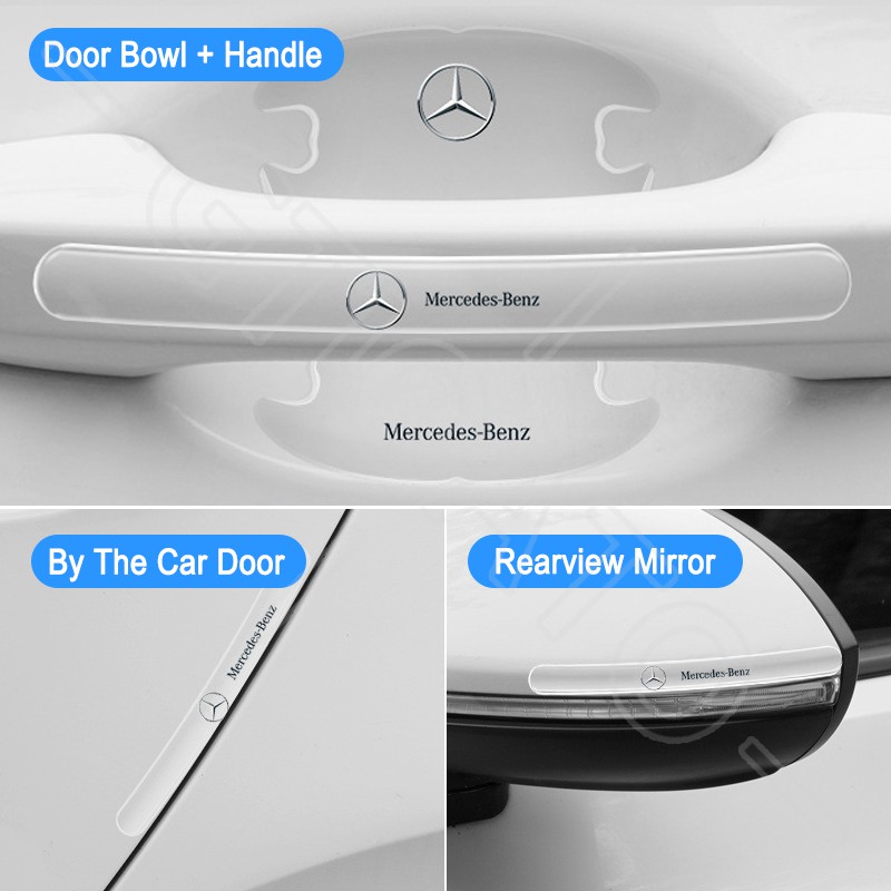 GTIOATO Car Door Handle Protector Anti-Scratch Auto Door Bowl Protector For Mercedes Benz W212 W204 W213 W205 W211 A180 A200 B180 C180 E200 CLA180 GLB200 GLC300 S CLS GLA GLE Class