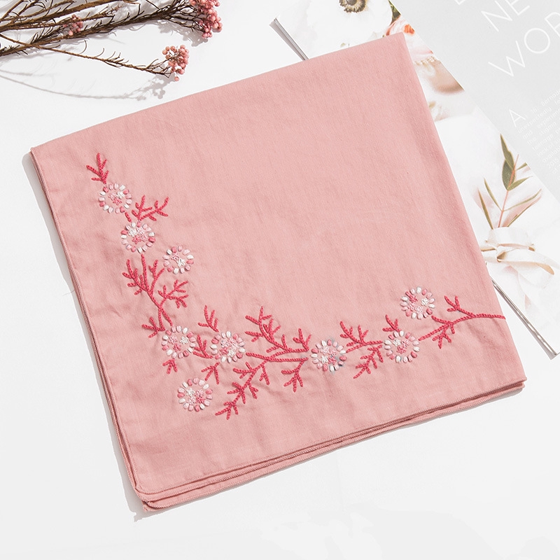 50 50cmhandkerchief Diy Embroidery Kit Needlework Flower Cross Stitch Set With Hoop Handwork Swing Handmade Craft Gift Unfinished Shopee Singapore