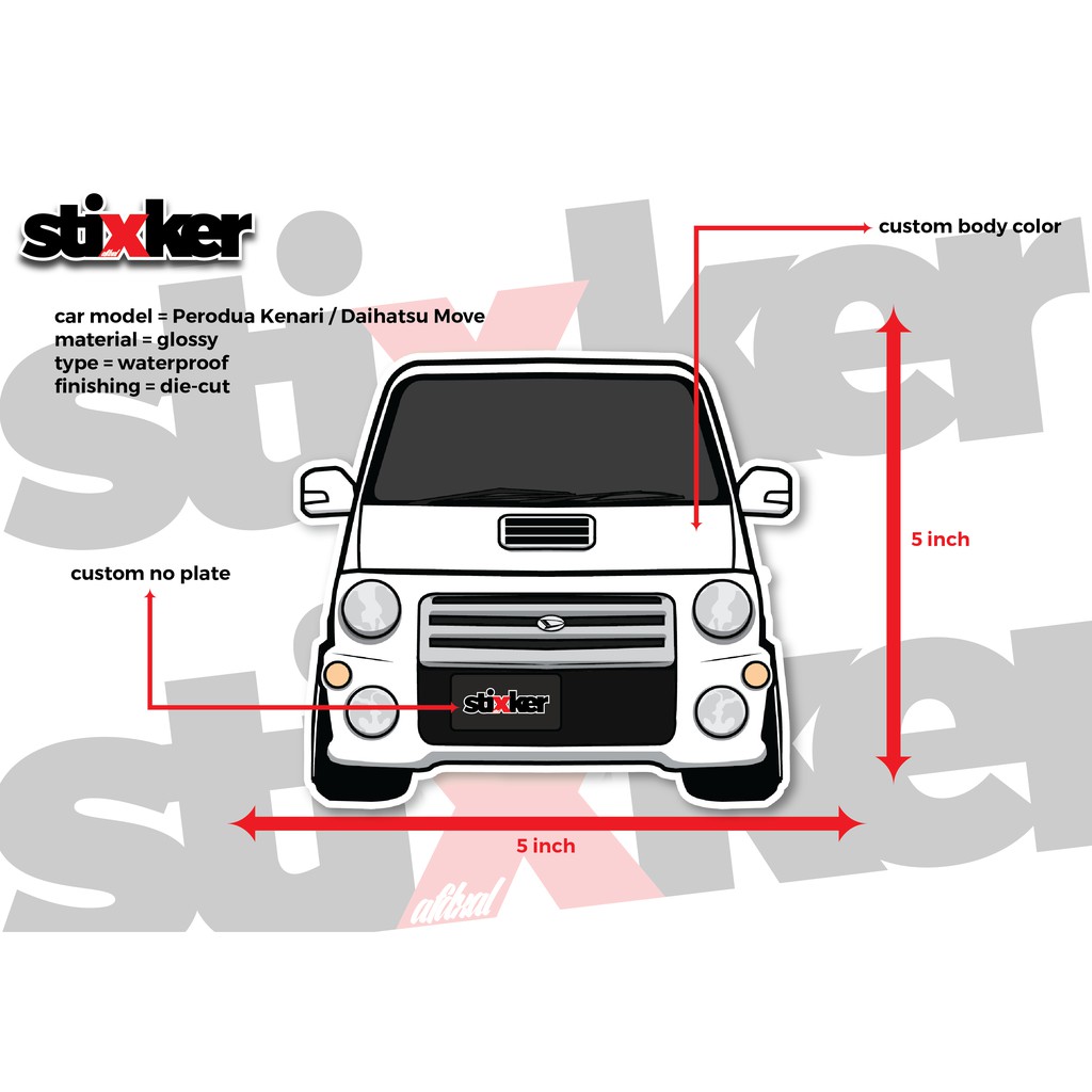 Sticker Depan Kereta Perodua Kenari / Daihatsu Move 