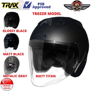 TRAX Helmet TR03ZR Matt Titan/ Metalic Gray/ Matt Black/ Glossy Black (PSB Approved) Come with Free Helmet Bag