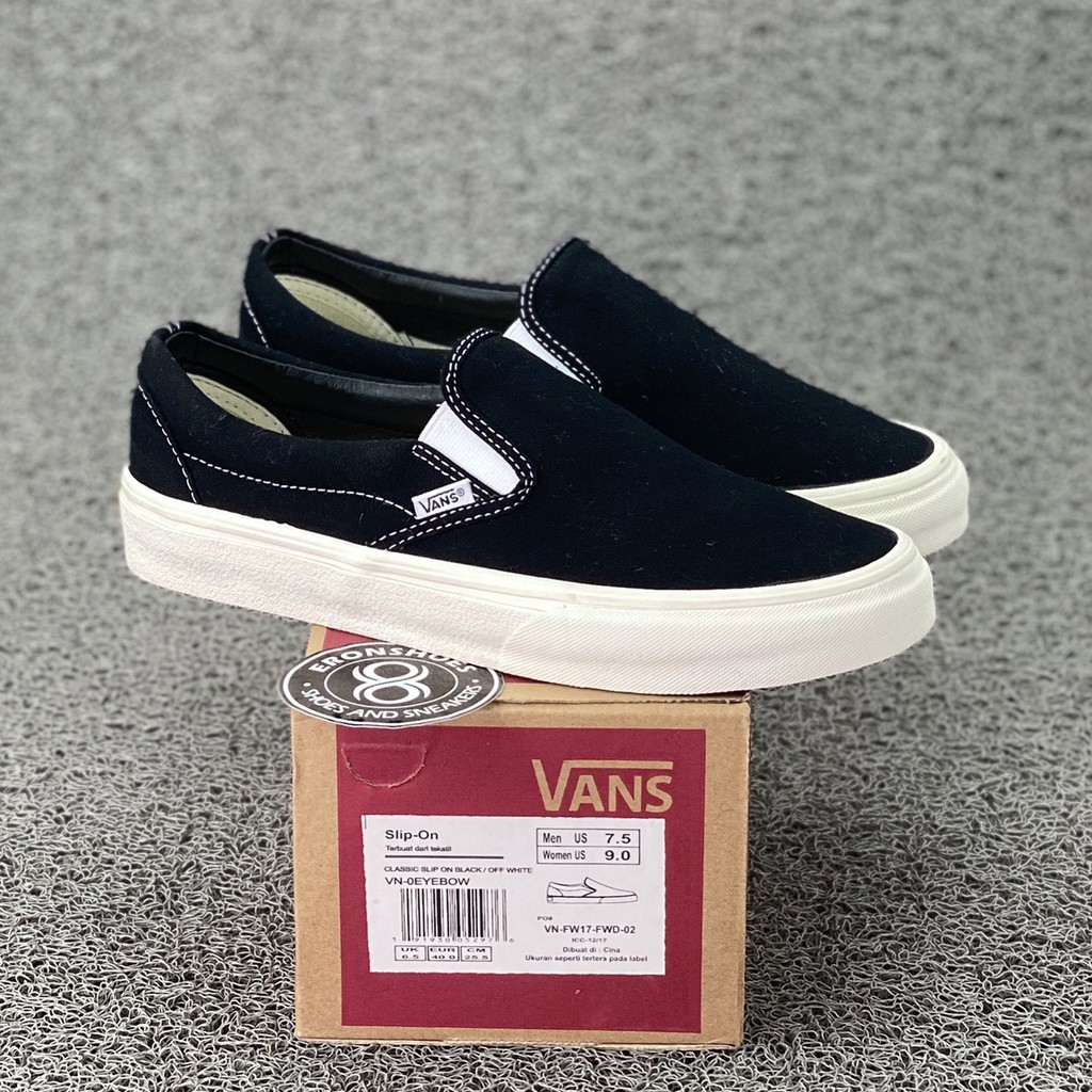 VANS SLIP ON OG BLACK OFF WHITE WAFFLE 