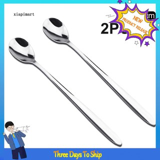 LYY_2Pcs Long Handle Stainless Steel Tea Coffee Spoons Ice Cream Scoop Cutlery Set