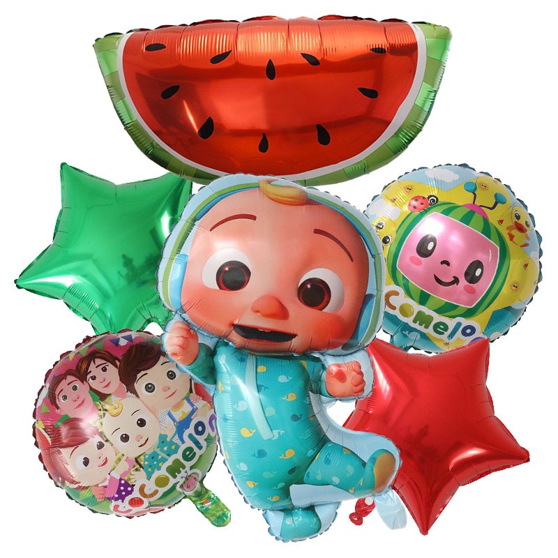 6pcs/Set Cocomelon Theme Foil Balloons Set Baby Shower Boy Girl ...