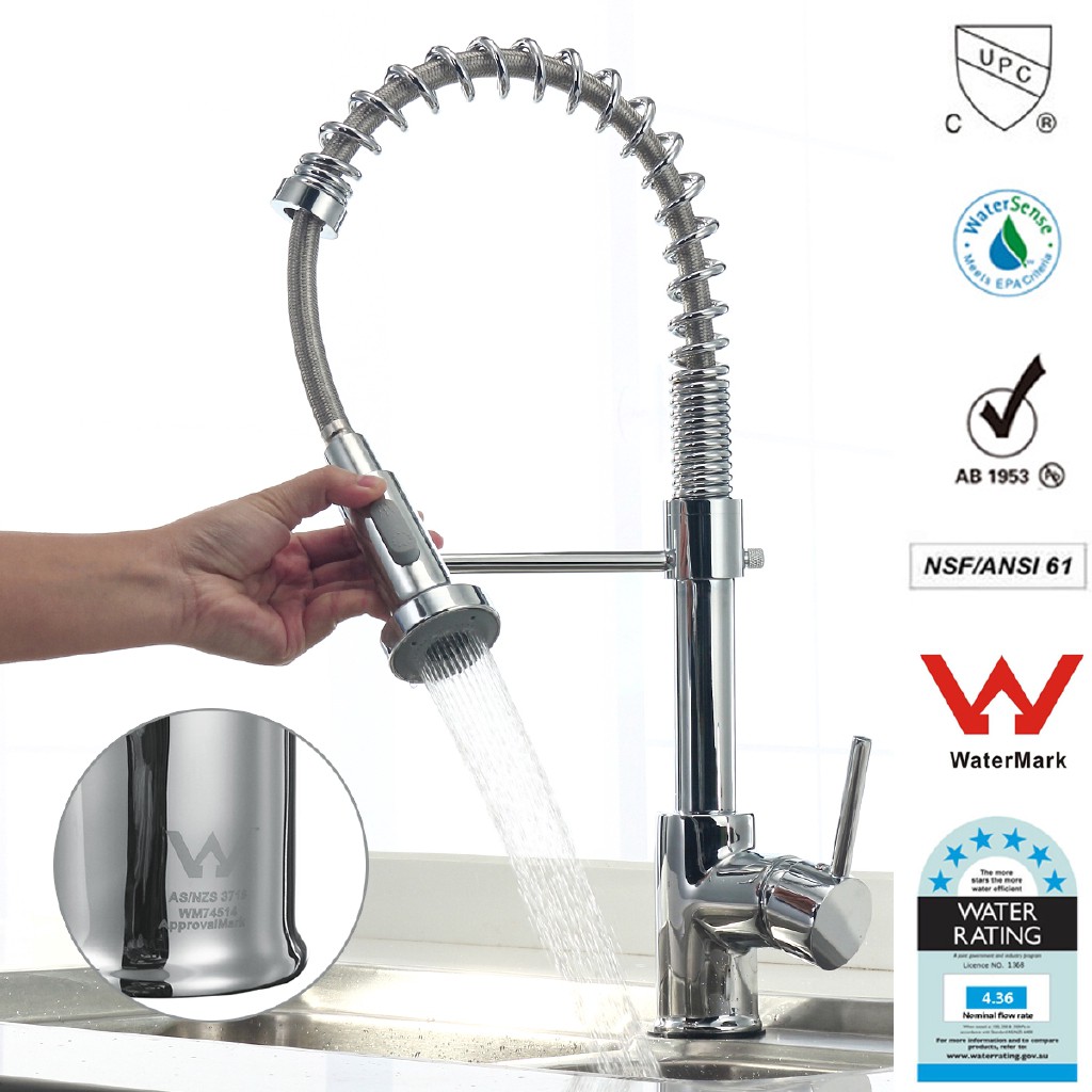 Ready Stock Pull Down Spray Kitchen Faucet Chrome Sink Spout Deck