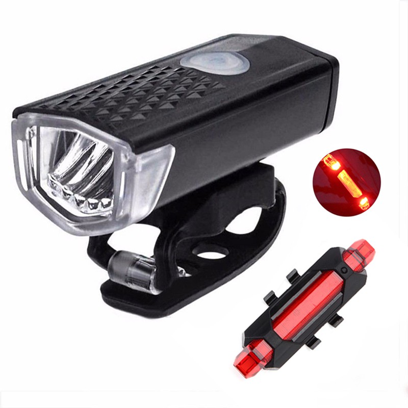 QIANXIANG Bike Light,Super Bright/Waterproof/Solar-Charging Headlight and Taillight with 3 Modes USB Rechargeable and Easy to Install Bicycle Light,with Red LED Rear Bicycle Flashlight 