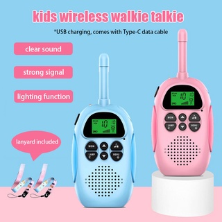 2 Pack Pink+Blue Walkie Talkie For Kids 3 KM Long Distance Wireless Clear Call Handheld Intercom Parent Child Toys