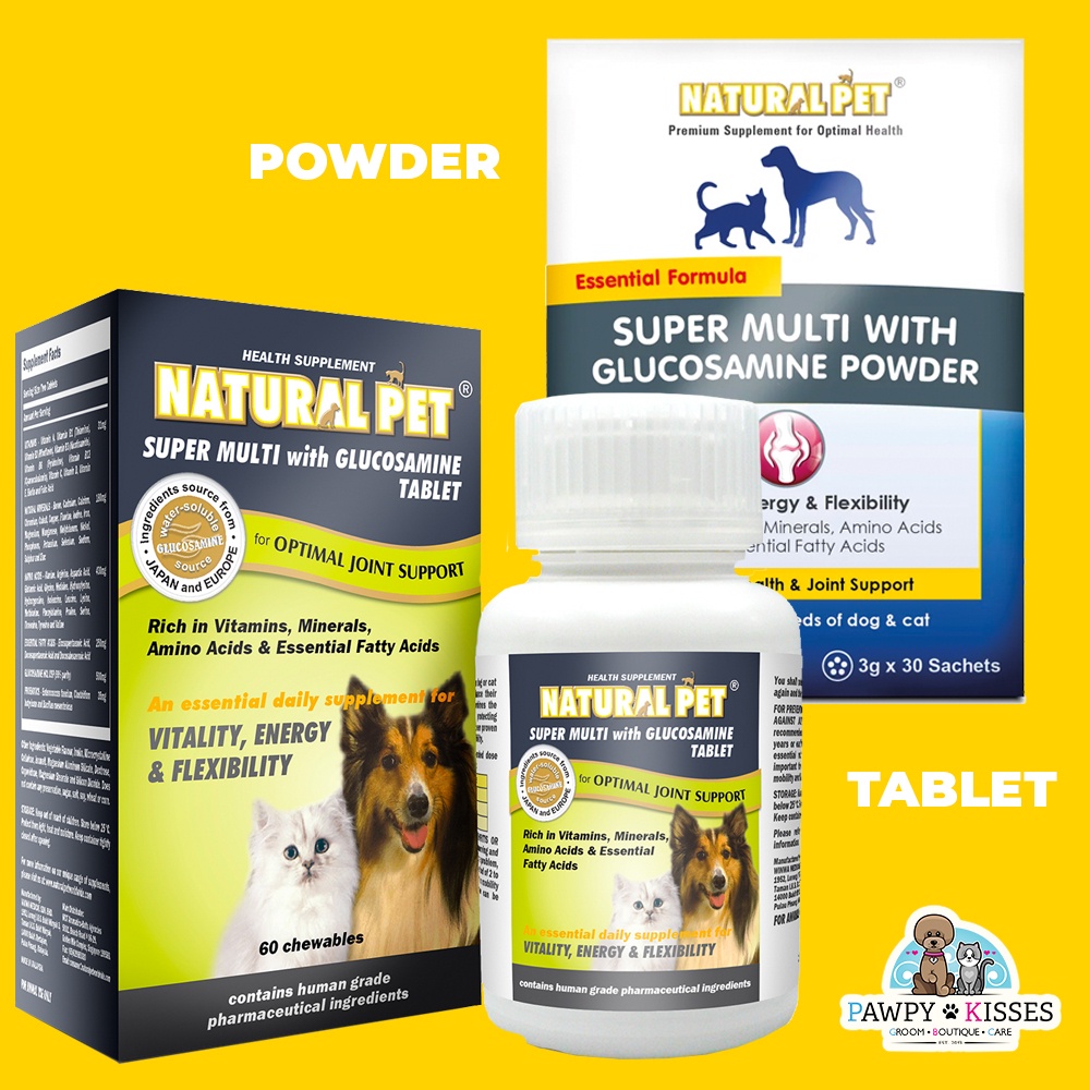 Natural Pet Super Multi Supplement with Glucosamine in Powder or Tablets |  Shopee Singapore
