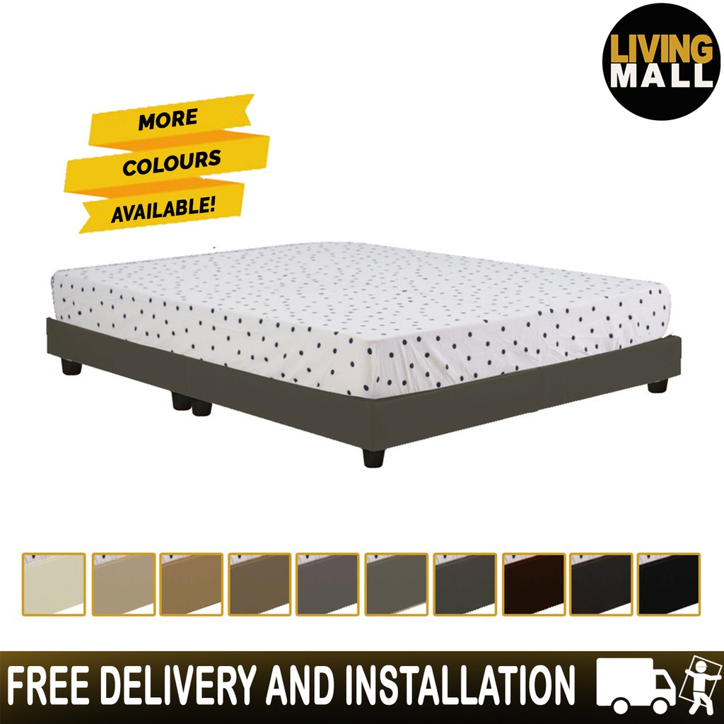 Living Mall Basic Faux Leather/ Fabric Divan Bed Frame With 5cm Legs In