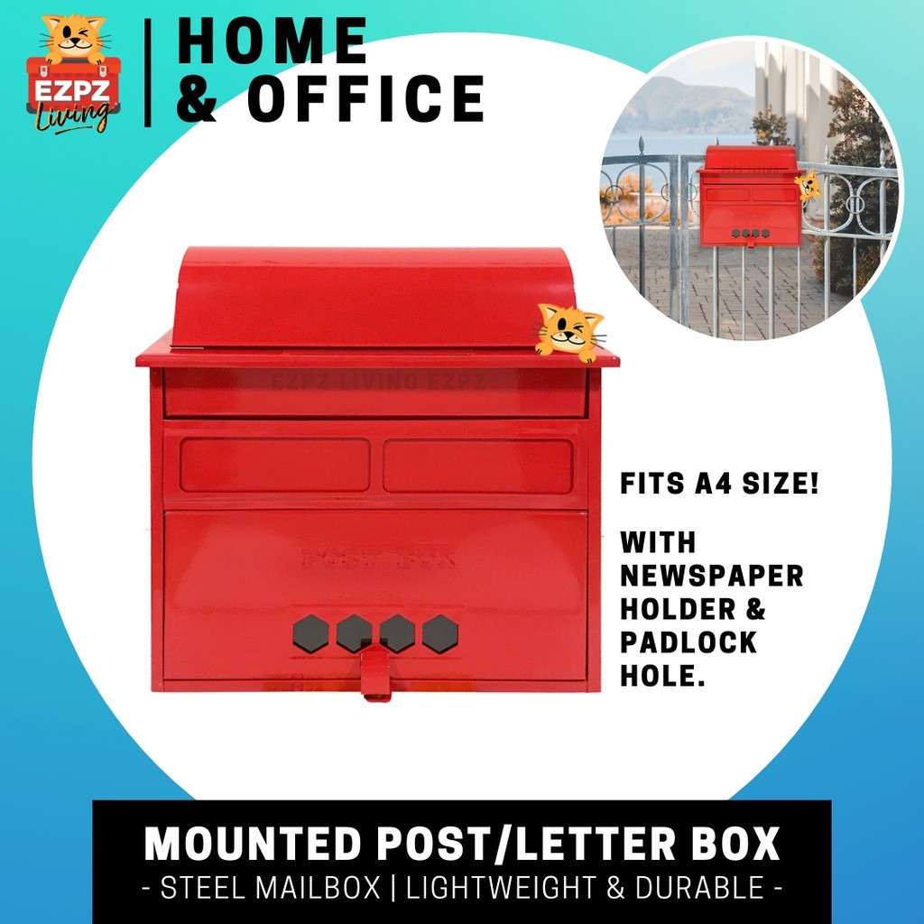 Sellery Lockable Steel Metal Mailbox Mail Box Post Box Postbox Shopee Singapore
