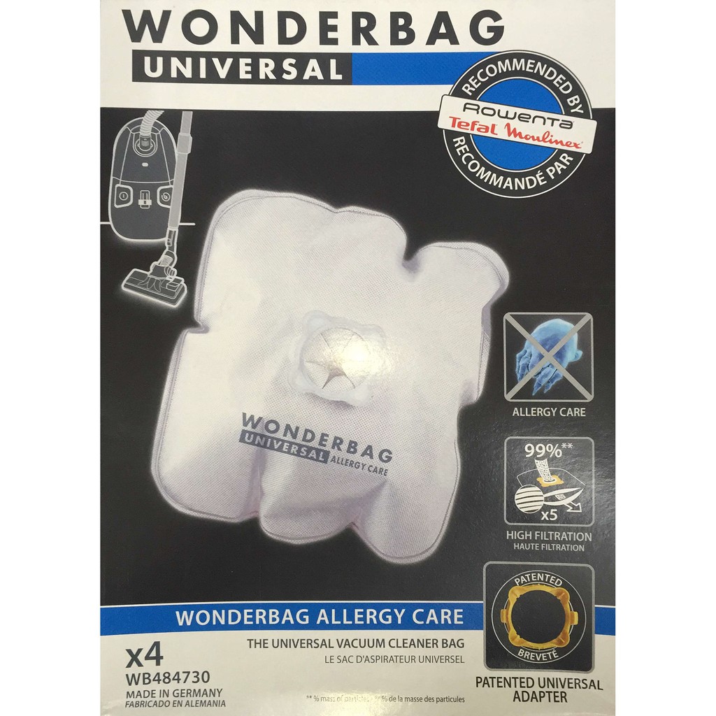 Rowenta Wonderbag WB484730 Universal Allergy Care Vacuum Cleaner Bag x4