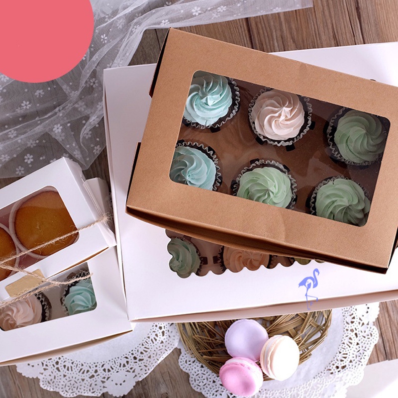10PCS Kraft Paper Cupcake Packing Box Muffin Wedding Party Cake Case Holder Box