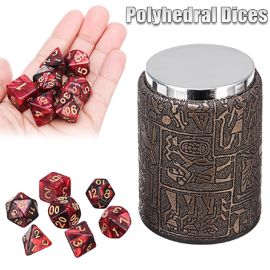 Big Sale7 Pcs Polyhedral Dices + Dice Cup For Dungeons and Dragons DND