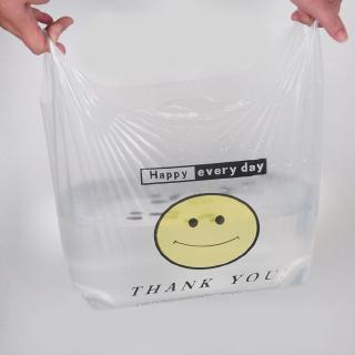 50pc Pack Transparent Bags Shopping Bag Supermarket Plastic Bags With Handle Food Packaging Storage #3
