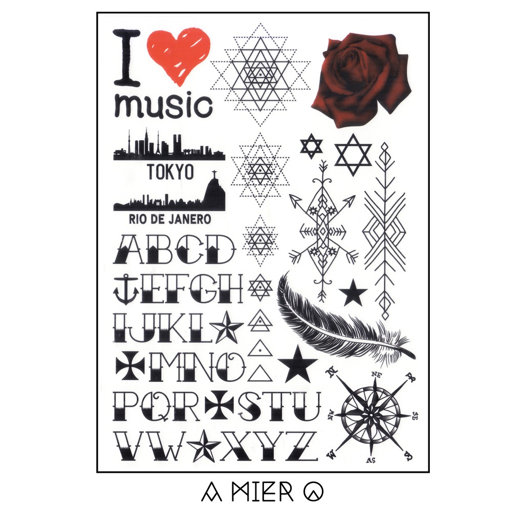 Temporary Tattoo I Love Music And Alphabet Shopee Singapore