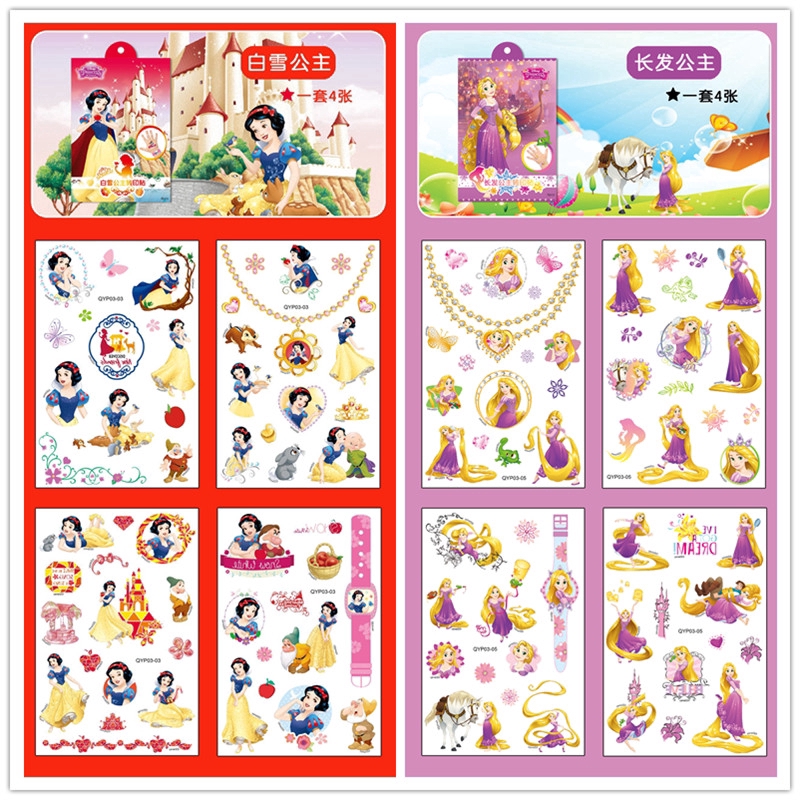 4pcs/Set Kids Tattoo Stickers Snow Princess Unicorn Cartoon Stickers – >>> top1shop >>> shopee.sg