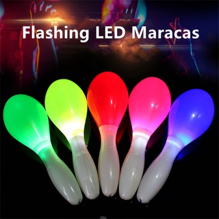 Multi Color LED Maracas Flashing Light Lamp Sensory Glowing Sand Hammer Toys