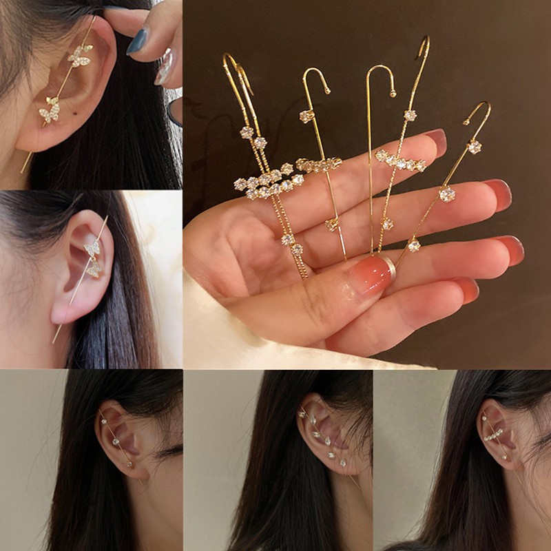 Embedded earrings Ear Wrap Crawler Hook Earrings Lady Needles Around