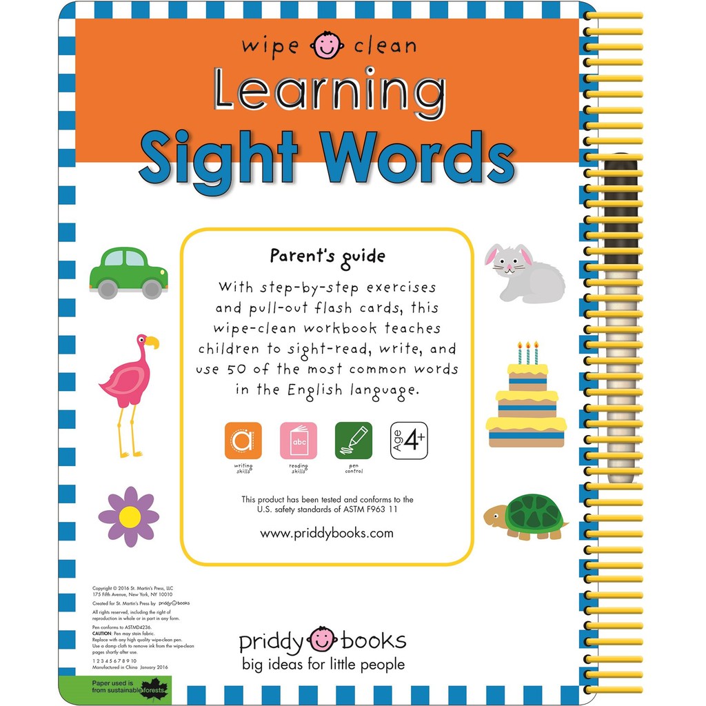 Wipe Clean Learning Sight Words Includes A Wipe Clean Pen And Flash Cards Shopee Singapore