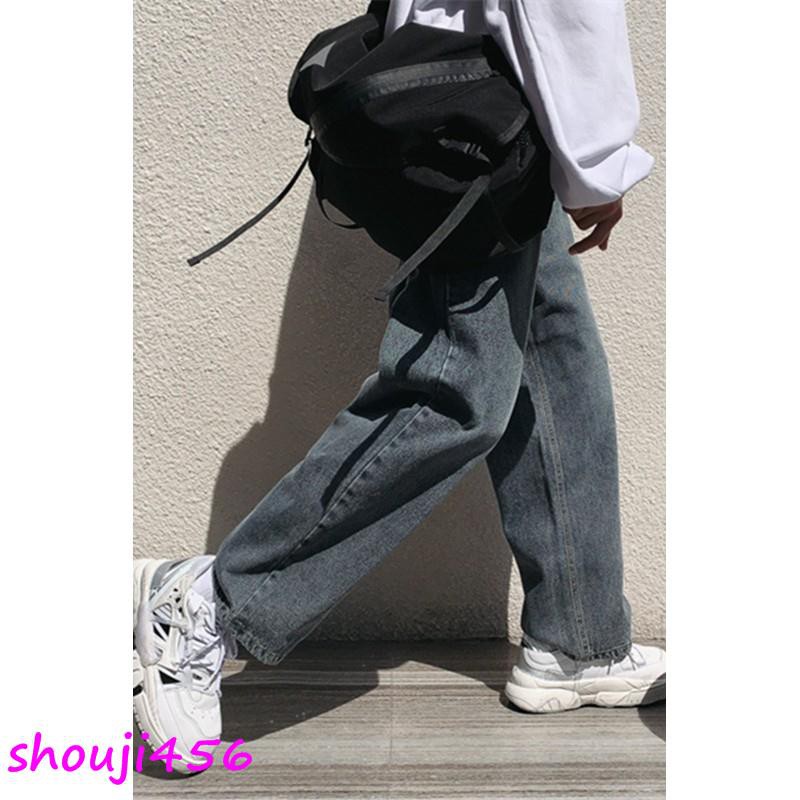 Bf Harajuku Pants Male Korean Trend Handsome Loose Straight Jeans Zoomable Cec Tide Shopee Singapore