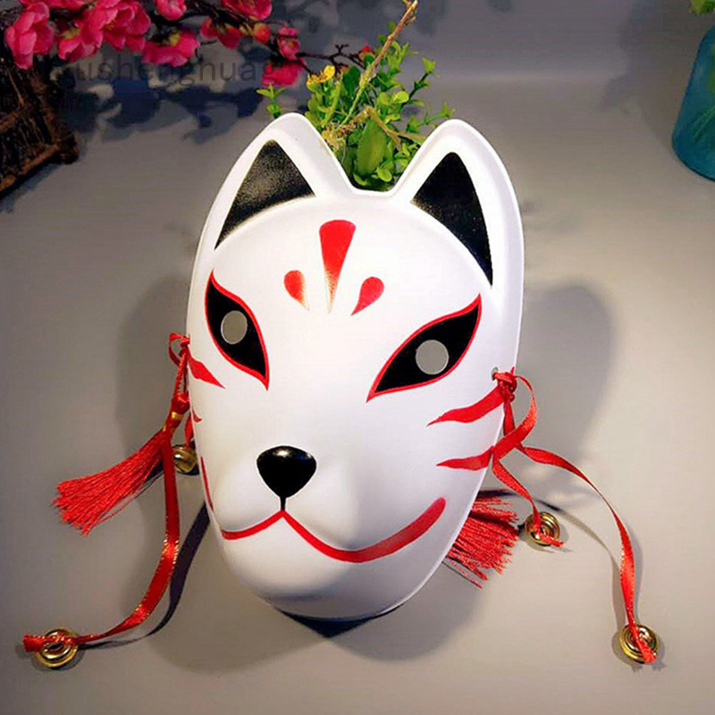 Yushenghuag Japanese Fox Masks Full Face Hand Painted Style Pvc Fox Cat Mask Cosplay Masquerade Ball Kabuki Kitsune Cosplay Costume Shopee Singapore