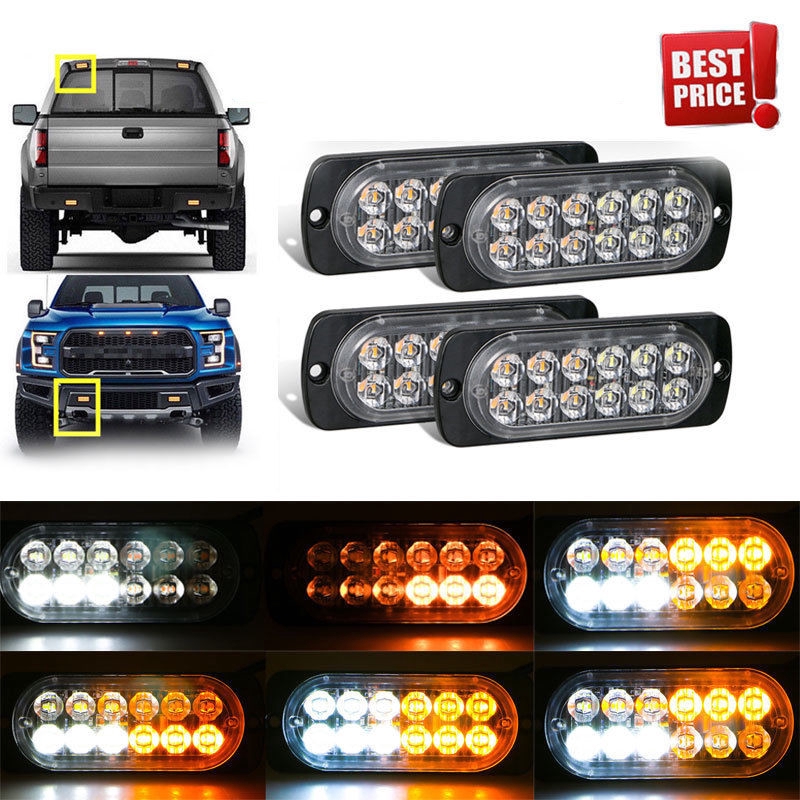 6 led 12v amber car truck emergency beacon led light bar hazard strobe warning