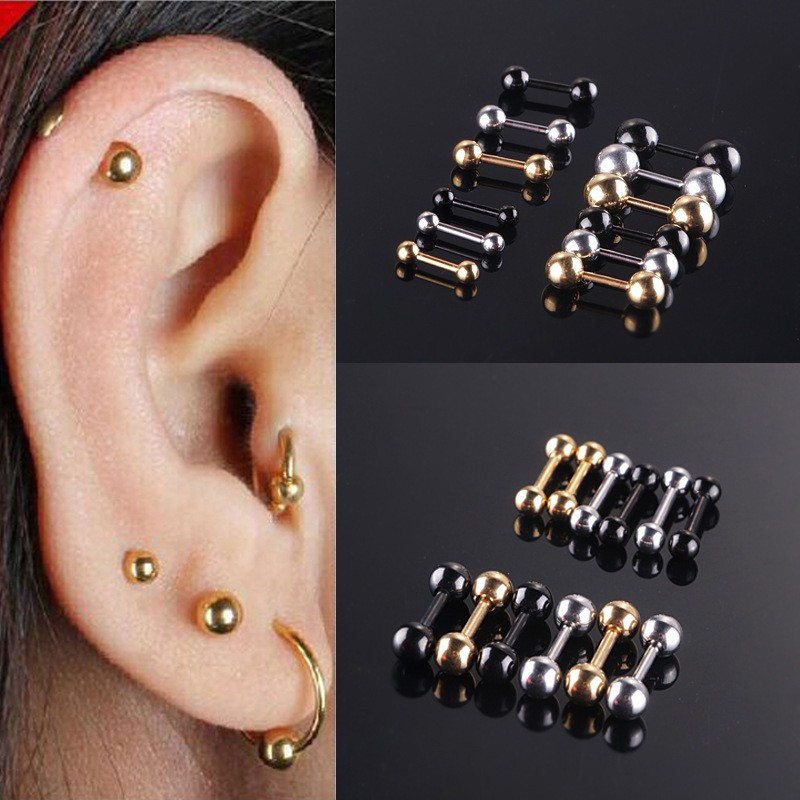 Mini Barbell Earrings Helix Ball Cartilage Ear Studs Stainless Steel