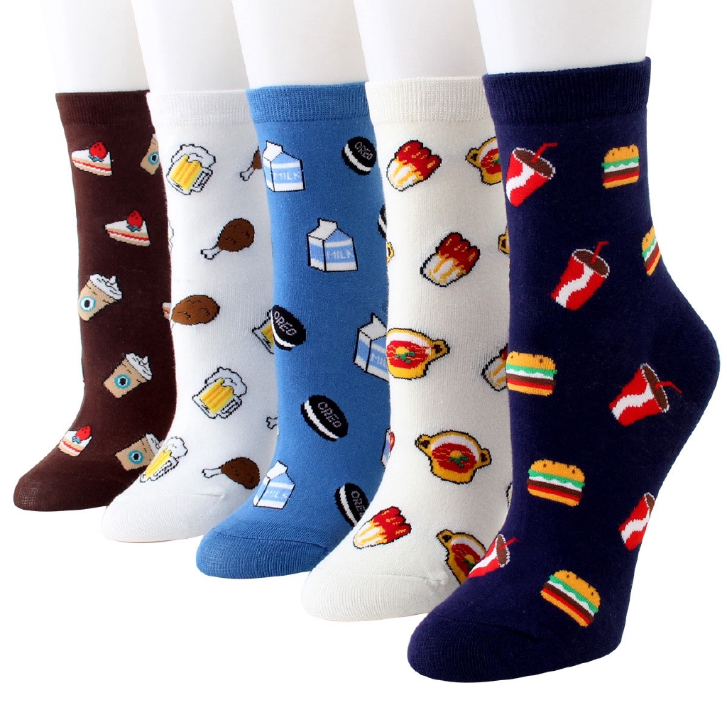 Women's Cotton Crew Socks Fashionable Cute Soft Breathable Food ...