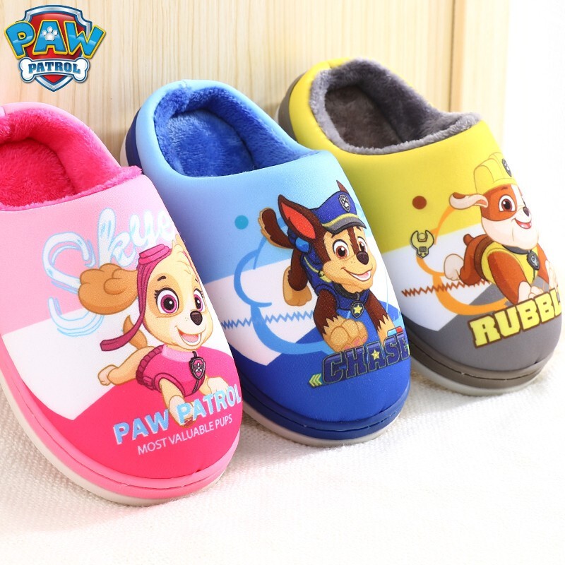 Paw Patrol Children's slippers Winter Half Pack Bedroom Slippers Kids Shoes Plush Half Slipper Soft Shoes Indoor Slippers home