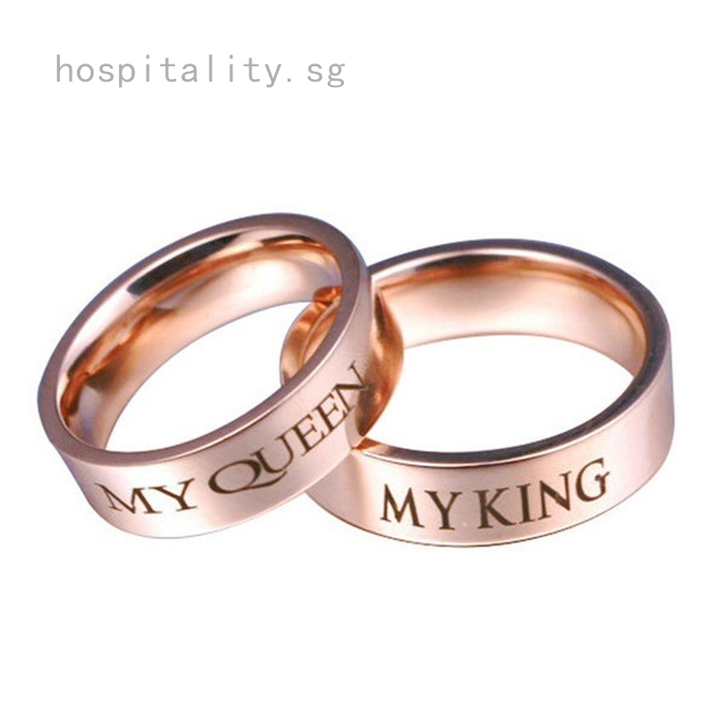 Rose Gold My King My Queen Titanium Steel Silver Couple Ring