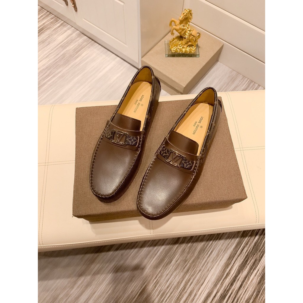 Original 2020 LV Louis Vuitton Men&#39;s Brown Leather Loafers Casual Slip-Ons Shoes Size: 38-45 ...