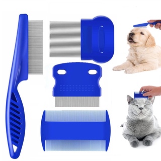 Cat Dog Flea Comb Stainless Steel Pet Grooming Comb Hair Removal Tool For Small Medium And Large Pets