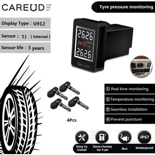 Careud U912 Car Wireless Tyre Pressure Monitoring System Built-in Sensor LCD Display for Toyota Mazda Honda nissan Tpms